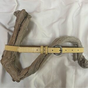 Yellow Textured Belt with Silver Buckle